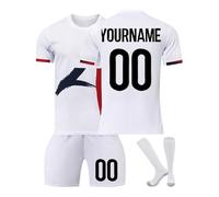 Générique Maillot De Foot Personnalisé Enfant Et Adultes avec Nom Numéro De L'Équipe, Tenue De Sport Garçon Homme Cadeau Vêtements De Football Strips Tee Shirt Personnalisable Short avec Chaussette