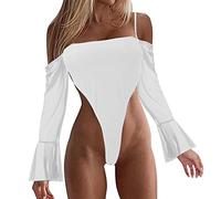Générique Maillots Une PièCe Femme Grande Taille,Maillot De Bain O Spaghetti Mesh S avec RéGlable Ne Costume Enveloppé PièCe Bretelles De Bain Cou Maillots De Bain Une PièCe (White, S)