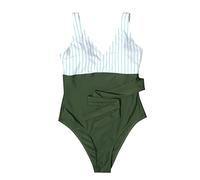 Générique Maillots Une PièCe Femme Grande Taille,Maillot De Bain Wrap Color Block Tie Side Maillot De Bain (Army Green, M)