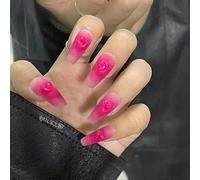 Générique Main porter pièce à ongles fini ensemble petit livre rouge Rose rouge amour échelle dégradé amovible nail patch en gros (Size : L)