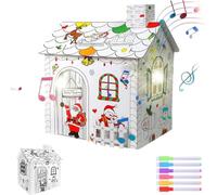 Générique Maison de jeu de coloriage de Noël, maison de coloriage en carton pour enfant, construisez et coloriez votre propre maison du Père Noël, activité d'artisanat d'art et de Noël pour enfant