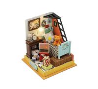 Générique Maison de Poupée Miniature à Monter Soi-même, avec Lumières LED, Décoration de Bureau Moderne avec Mobilier, Modèle de Maison, Style b