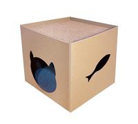 Générique Maison en Carton pour Chat - Boîte À Gratter avec 2 Patins À Gratter, Boîte À Gratter en Carton Ondulé, Grotte Cachée pour Chat en Carton Ondulé pour Chats D'intérieur, Chatons, Lapins