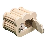 Générique Maison pour Hamster en Bois de Pin - 15,5 x 11 x 10,5 cm avec Porte Extérieure, Cachette pour Hamster Nain et Golden Bear, Abri pour Petit Animal, Accessoire pour Cage