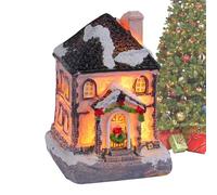 Générique Maisons de Noël en résine - Mini Figurine de Chalet en résine éclairée par LED | Décorations de Noël Figurines électriques saisonnières pour cheminée, Bureau, Table Basse, Placard