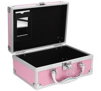 Générique Malette de Rangement Maquillage Portable Alliage Aluminium Légère avec Poignée Boîte de Voyage Cosmétique Compacte pour Outils et Accessoires de Beauté Malette Rose Petite
