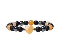Générique Maman Quartz 2 Acier Élastique Anneaux Charms Bangles Stone With Pearls Beads Bracelet Jonc Message Bracelet Largeur Rose Anneaux (F, One Size)
