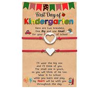 Générique Mamie Bijoux Retour à l'école cadeaux mère fille bracelet ensemble pour 2 jour d'école bracelet maman et moi bracelets pour mère fille filles garçons Mm Naturelle Bijoux (Red, One Size)