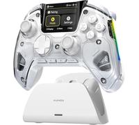 Générique ManbaOne ManbaOne Manette de jeu sans fil avec écran interactif pour Switch/Switch 2/Windows PC/iOS/Android, bâton effet Hall et déclencheur avec station de charge (blanc)