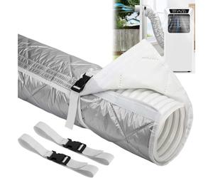 Générique Manchon Isolation Tuyau Climatisation 150 x 58 CM, Housse Protection Tuyau Évacuation Climatiseur Portable pour 5-6 in, de diamètre avec 2 Sangles à Boucle réglables, pour Usage Maison et
