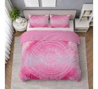 Générique Mandala Housse de Couette Rose, Parure de Lit Dentelle Fine Dessin, Ensemble de Literie Style 140 X 200 cm, Tissu Doux, Respirant, Lavable et Facile à Vivre, avec Belle Finition