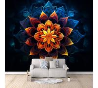 Générique Mandala Papier Peint panoramique 3D Mandala Abstraite Au Charme Exotique Papier Peint intissé Poster Geant Mural Moderne Décoration Mural pour Salon Chambre á Coucherr Bureau 300×256cm