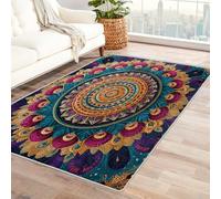 Générique Mandala Tapis de Sol, Floral Bohème Petit Tapis Poil Court - 60x90cm, Tapis Salon Cuisine Bureau Chambre Lavables Antidérapant Doux X-N10