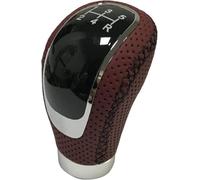 Générique Manette De Vitesse De Voiture Pommeau de levier pour vitesse universel en cuir noir voiture AT MT ARM, stylo à manuel, adaptateurs tampons mot pour(Black Red)