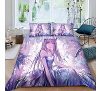Générique Manga Fille Housse de Couette 220x240 Adulte Kawaii Anime 3D Motif Parure de Lit 2 Personnes en Douce Microfibre 3 Pièces avec Fermeture Éclai et 2 Taie d'oreiller 65x65 k69