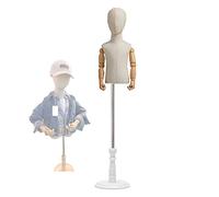 Générique Mannequin de Couture Ajustable pour Enfant avec tête et Bras, présentoir avec Base Ronde en Bois, 8 Ans, Disponible en Blanc et Rose.
