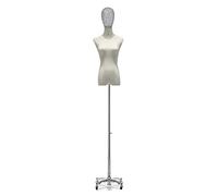 Générique Mannequin de Couture Femme réglable avec Bras et tête Amovibles, roulettes universelles, Couleur Argent, Taille Moyenne - Idéal pour Les expositions d'artisanat et de Bijoux