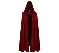 Générique Manteau à capuche médiéval Manteau gothique Long Trench Halloween Devil Cape Robe Cape Ensemble de deux pièces (Red, XL)