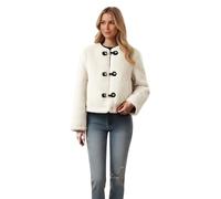 Générique Manteau Court Femme Doux avec Double Boucles Veste Femme Peluche Chaud avec Col Rond Cardigan à Manches Longues Décontractées Manteaux Moelleuse pour Quotidienne et Loisirs