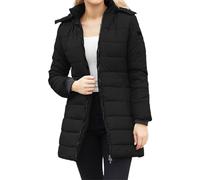 Générique Manteau d'hiver Femme Mi Longue Doudoune Femme avec Capuche Amovible Parka Veste en Coton Élégante Et Décontractée Manteau en Duvet Chaud Veste Matelassée Mi-Longue Ajustée pour Femmes