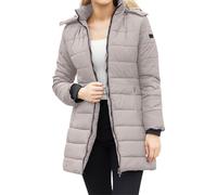 Générique Manteau d'hiver Femme Mi Longue Doudoune Femme avec Capuche Amovible Parka Veste en Coton Élégante Et Décontractée Manteau en Duvet Chaud Veste Matelassée Mi-Longue Ajustée pour Femmes