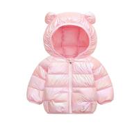 Générique Manteau d'hiver pour bébé garçon et fille Oreille de Ours Mignon Peluche Doux Blouson Matelassé Rembourré Vêtement pour l'école, la marche, le vent Blouson Doublé Sherpa Manteau