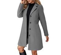 Générique Manteau éLéGant Femme Chaud,Trench-Coat Long Grande Taille à CrantéS Coupe Slim MéLange à La Mode (Dark Gray, L)