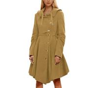 Générique Manteau éLéGant Femme Hiver,Manteau Double Face AsyméTrique Long Et Chaud IdéAl DéContracté Et éLéGant (Khaki, XXXX, XL)
