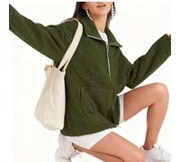 Générique Manteau en Fausse Fourrure pour Femme Veste Femme Polaire Épais À Revers en Cuir Et Shaggy Veste en Faux Daim Manches Longues Vêtement d'hiver Chaud Manteau en Fourrure(Green,XXL)