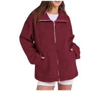 Générique Manteau en Fausse Fourrure pour Femme Veste Femme Polaire Épais À Revers en Cuir Et Shaggy Veste en Faux Daim Manches Longues Vêtement d'hiver Chaud Manteau en Fourrure(Red,XL)