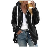 Générique Manteau En Polaire Femme Chaude Blouson Zippée Avec Poche Blousons À Fermeture Éclair Chic Mi Saison Sweat À Capuche Épaissir Ample Vêtements Automne Hiver À Manches Longues Outwear