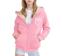 Générique Manteau Fausse Fourrure à Capuche Enfant flanelle légère doux mi saison zippé Temps Libre Outdoor Basic Sweats Confortable, coupe ajustée, quotidien Vestes en polaire pour adolescentes