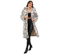 Générique Manteau Femme Fourrure Hiver,Manteau d'hiver Nouveau Manteau Chaud à Capuche Et Manches Longues Imprimé LéOpard Mi-Long (White M)