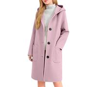 Générique Manteau Femme Hiver Chaud Long à Capuche Boutonné avec Poches Élégant Décontracté Coupe Ajustée coupe-vent Veste Longue pour Quotidien et Extérieur