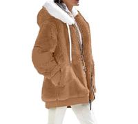 Générique Manteau Femme Hiver Cintré Chaude Fausse Fourrure Veste Peluche Femme Hiver Épais Vetement Mode Chauffant Mi Longue Grand Froid Duffle Coat Bouclette Legere 2#jaune terreux S