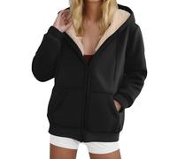 Générique Manteau Femme Hiver Cintré Chic Fausse Fourrure Veste Peluche Femme Automne Épais Vetement Mode Chauffant mi longue Duffle Coat polaire 2#noir XL