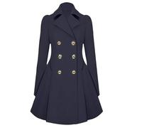Générique Manteau Femme Hiver Coupe-Vent Manteau En Laine Chaud Classique Mode Trench Coats Double Boutonnage Chic Et Elegant Veste Femme Noir Coupe Ajustée (Navy, M)