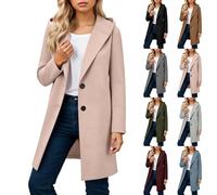 Générique Manteau Femme Hiver Élégant Laine à Capuche Manteaux avec Boutons Longues Confortable Chaud Manches Longues Veste Mode Grandes Tailles Polaire Coat pour La Vie Quotidienne