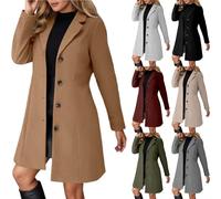 Générique Manteau Femme Hiver Élégant Laine à Manteaux avec Boutons Longues Décontracté Chaud Manches Longues Veste Couleur Unie Classique Coat pour La Vie Quotidienne
