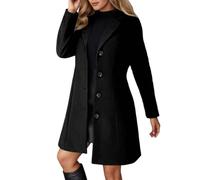 Générique Manteau Femme Hiver Manteau en Laine Veste Femme à Manches Longues à Rever Blouson Longue Décontracté Manteaux Printemps Veste avec Poches Automne Hiver Outwear (Black, L)