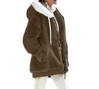 Générique Manteau Femme Hiver Mi Longue Chauffant Bouclette Veste Peluche Femme Hiver Épais Vetement Mode Chaude Cintré Pas Cher Trench Coat Polaire Legere 2#café L