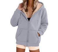 Générique Manteau Femme Hiver Mi Longue Chauffant Teddy Veste Peluche Femme Automne Pas Cher Vetement Mode Chaude Cintré Grand Froid Duffle Coat polaire 2#gris clair L