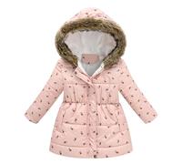 Générique Manteau Fille Doudoune Enfant Veste d'Hiver à Capuche avec Col Fourrure Epaisse Chaud Rembourré Blouson Coupe Vent (3-4 Years)