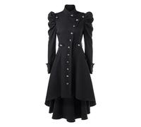 Générique Manteau Gothique Femme Steampunk Manteau Long Femme Hiver Chaud A Manche Longues Blouson A La Mode Vintage Dentelle Boutons Jacket Robe Cour Medievale Top pour Cour Medievale Halloween