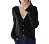 Générique Manteau Hiver Femme,Cardigan en Tricot LéGer Pull Court Ouvert sur Le Devant VêTement D'ExtéRieur DéContracté Coupe Ample Fin Automne Haut Polyvalent (Black M)