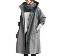 Générique Manteau Hiver Femme Long Impermeable Coupe Vent Blouson Capuche Oversize Bouton Serrage Trench Manches Longues Poncho Vestes Pluie Randonnee Plein Air Printemps Automne Sport (C-Grey, M)