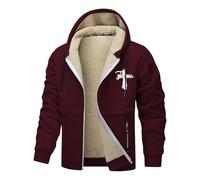 Générique Manteau Homme Hiver à Capuche Confortable avec Imprimé Croix et Alphabet Jesus Veste Polaire Homme Chaud Hiver Cardigan Grande Taille Blouson Décontractées pour Un Usage Quotidien