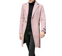 Générique Manteau Homme Hiver Mi-Long Trench Coat en Tweed Chaud Veste Slim Parka Couleur Unie Pardessus Coupe Vent Doudoune Longue Homme Grande Taille