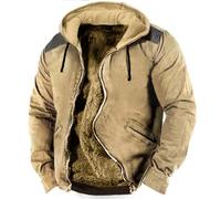 Générique Manteau Homme Veste En Polaire Hiver Chaud Courte Blouson Militaire Trench Coat Classique Parka Doudoune À Capuche Pour Le Travail Plein Air Ski Chasse Motos (Kaki,XXL)