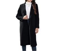 Générique Manteau Laine Femme Hiver Chic Long Style Blazer Sans Boutons Revers Large Tissu Laine Épais Pour Automne Hiver Travail Sortie Quotidien Loisirs Décontracté Confortable Noir, XL